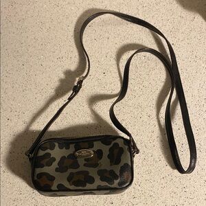 Coach grey and black animal print Ocelot Crossbody Bag purse